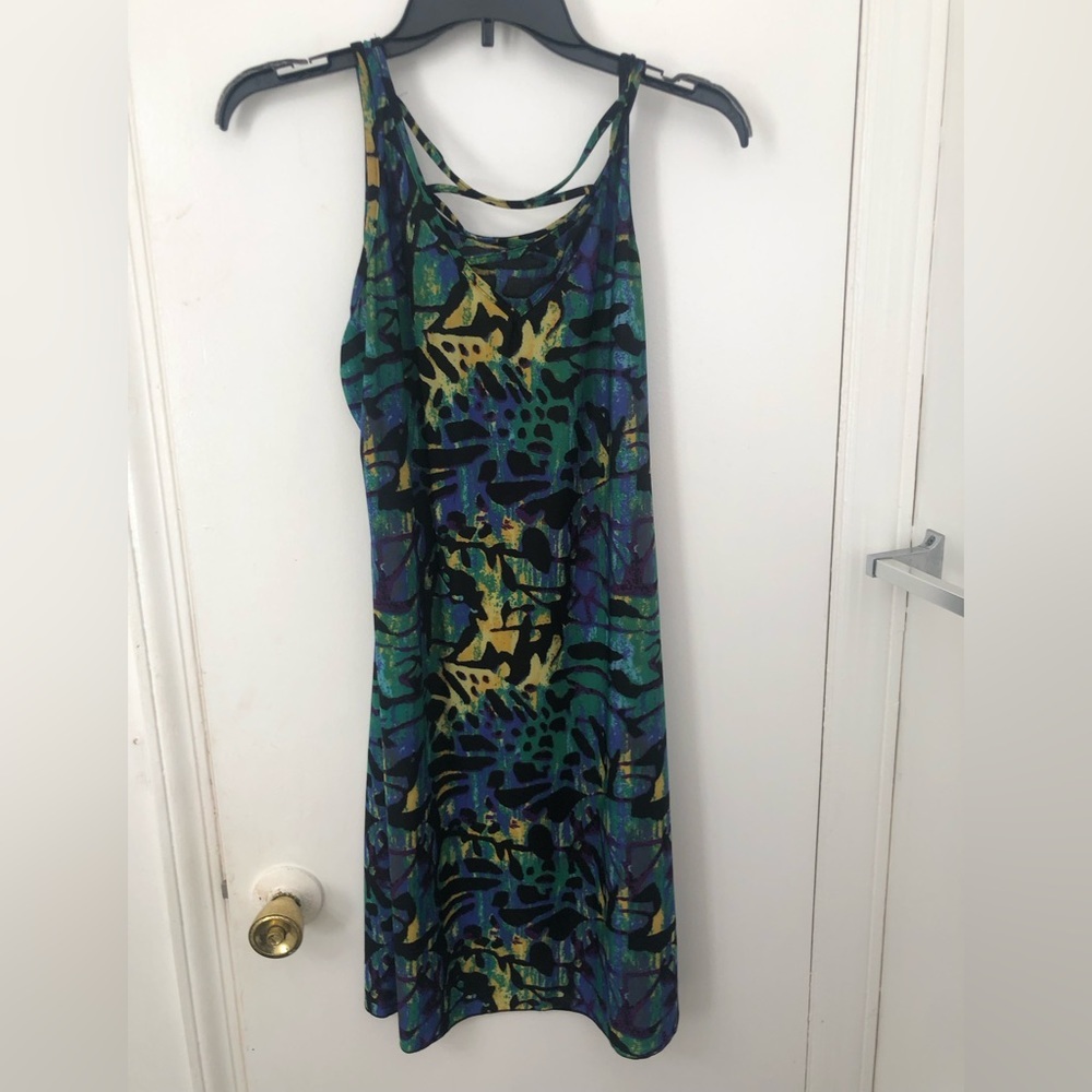 Vibrant Abstract Multi-Color Strappy Back Tank Dress